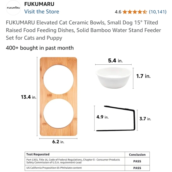 Tilted Raised Dog Feeder - two bowls - Picture 5 of 5
